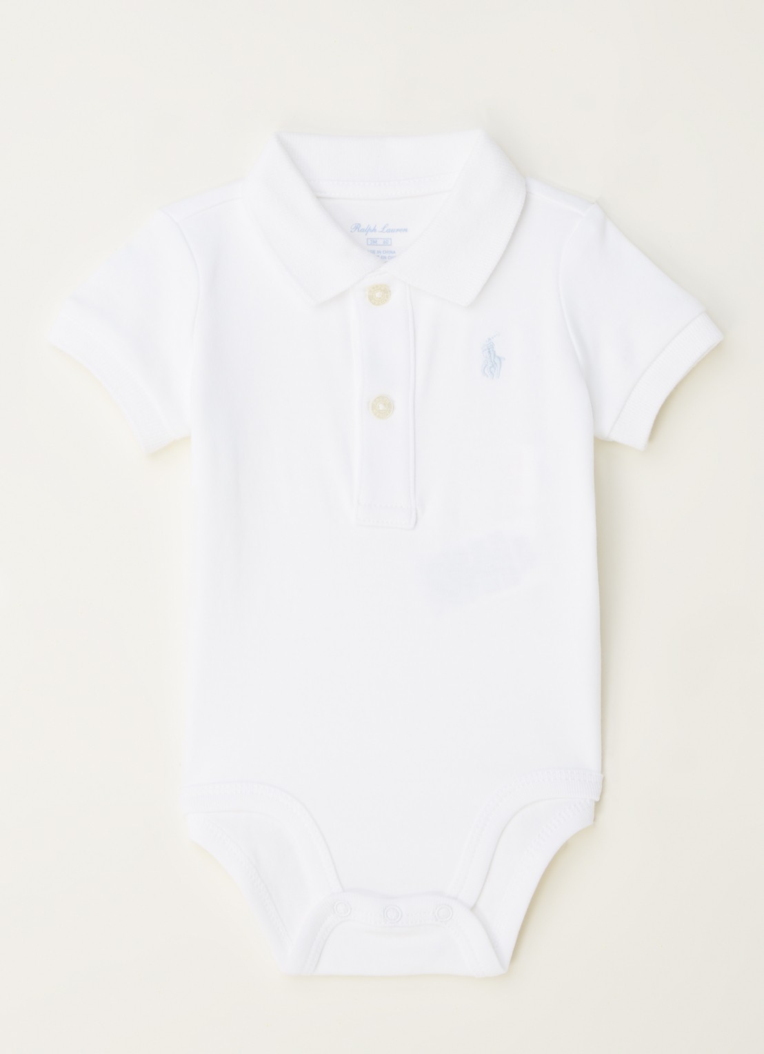 Ralph Lauren Romper met polokraag en logoborduring - voorkant wit