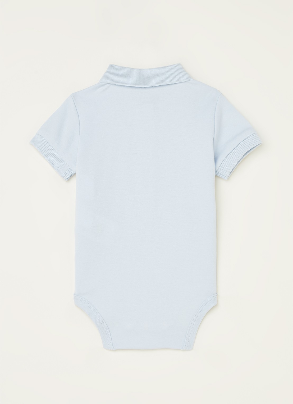 Ralph Lauren Romper met polokraag en logoborduring - voorkant 2 lichtblauw