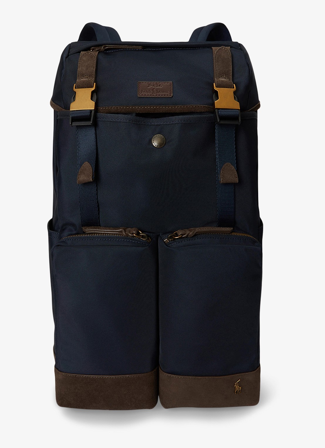 Ralph Lauren Rugzak met suède details - voorkant newport navy/brown / donkerblauw