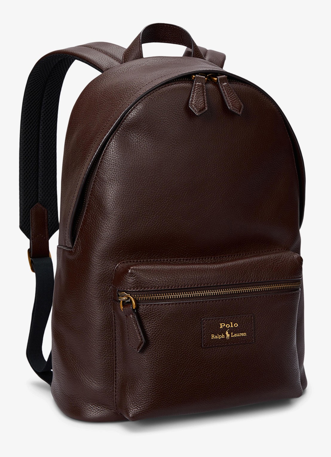 Ralph Lauren Rugzak van leer met laptopvak - detail donkerbruin