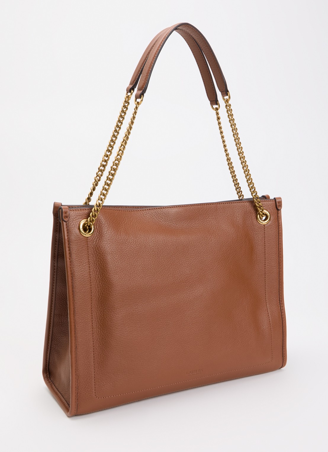 Ralph Lauren Schoudertas van leer - achterkant cognac