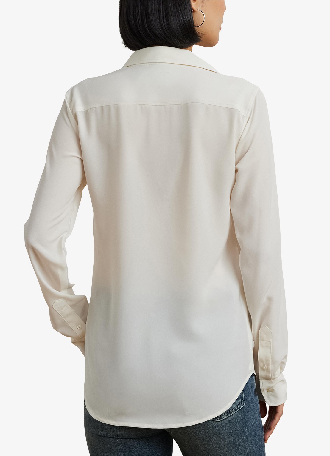 Ralph Lauren Semi-transparante blouse met sierknopen - achterkant 3 mascarpone cream / beige