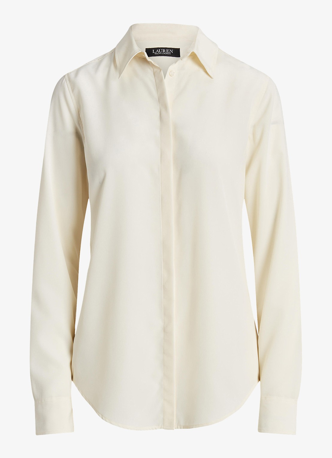 Ralph Lauren Semi-transparante blouse met sierknopen - voorkant 4 mascarpone cream / beige