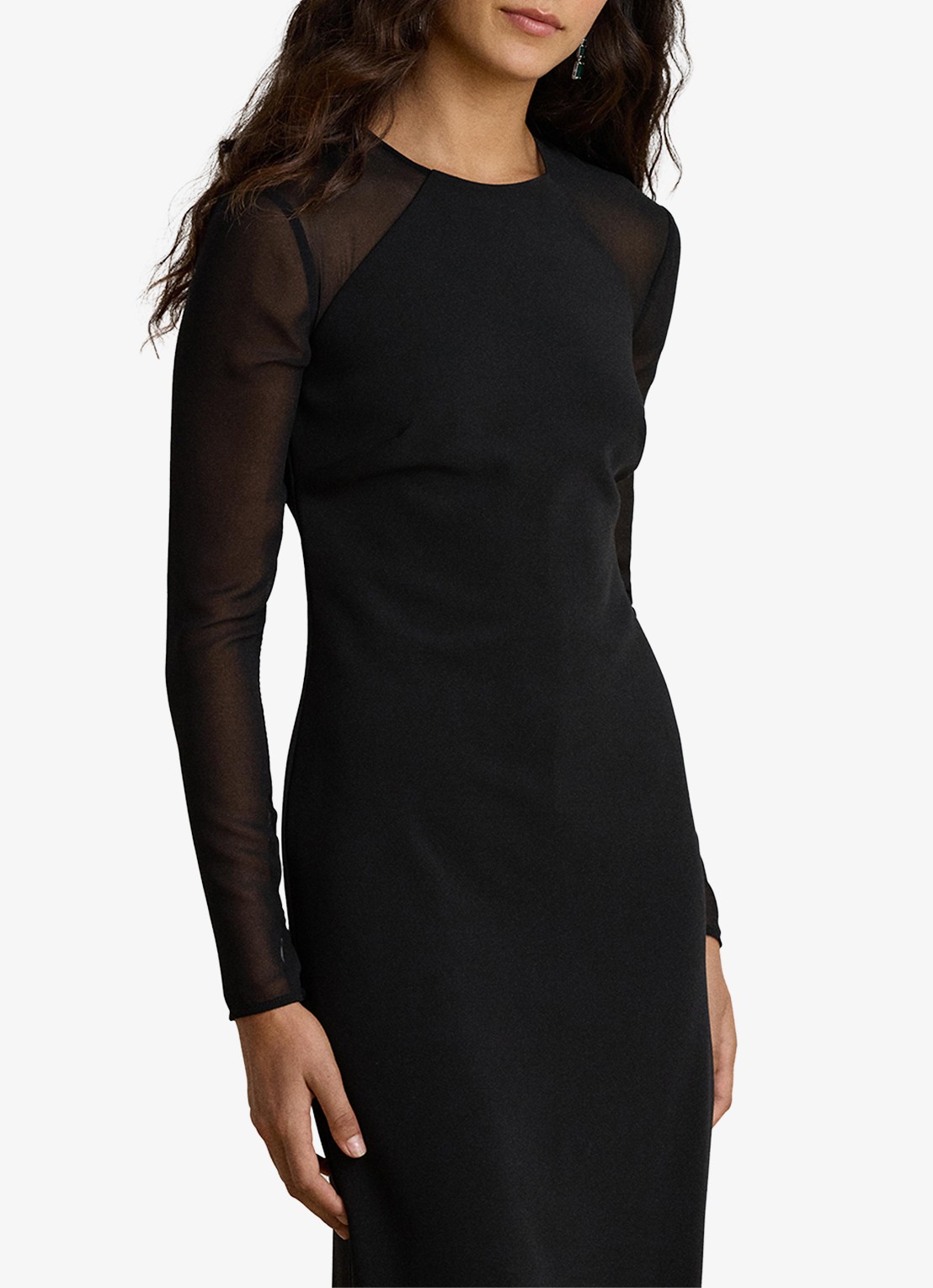 Ralph Lauren Semi-transparante maxi jurk met split - detail zwart