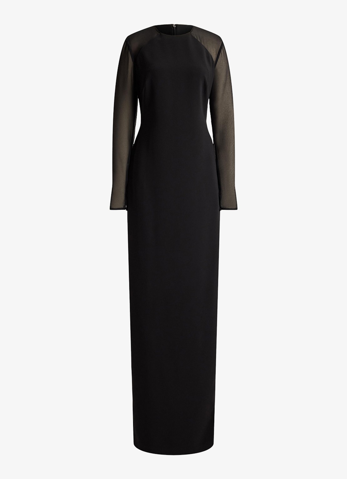 Ralph Lauren Semi-transparante maxi jurk met split - voorkant 4 zwart