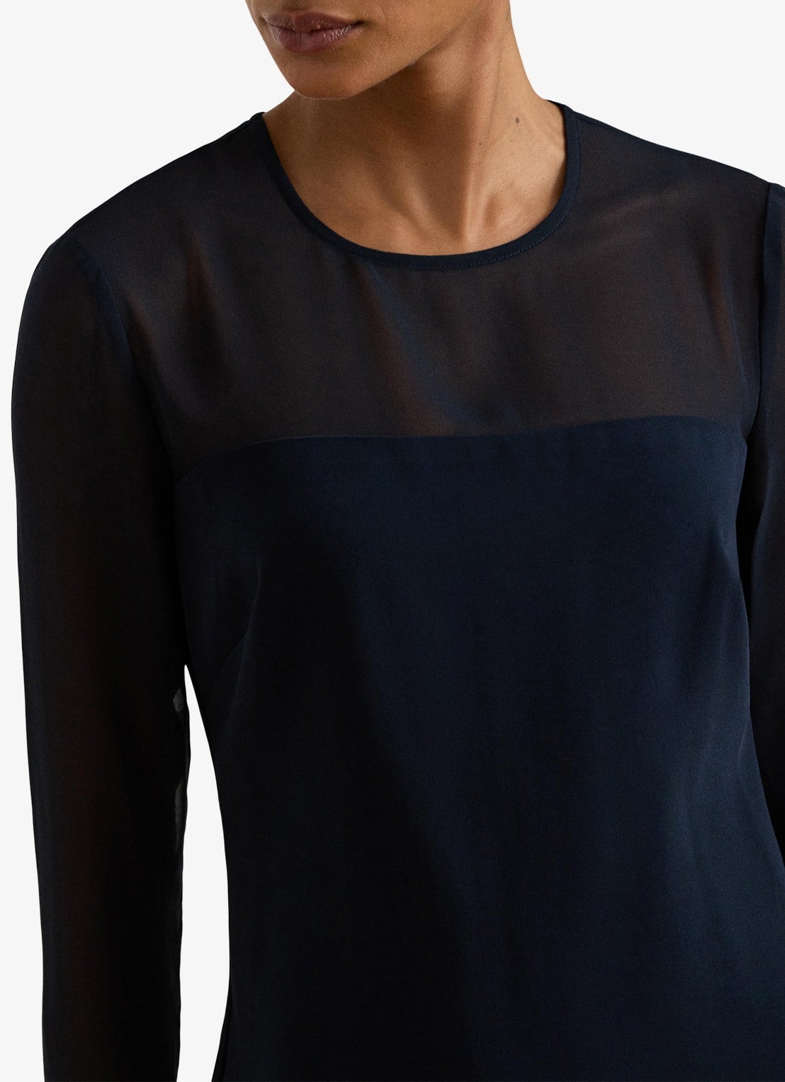 Ralph Lauren Semi-transparante midi jurk met mesh - detail 4 blauw