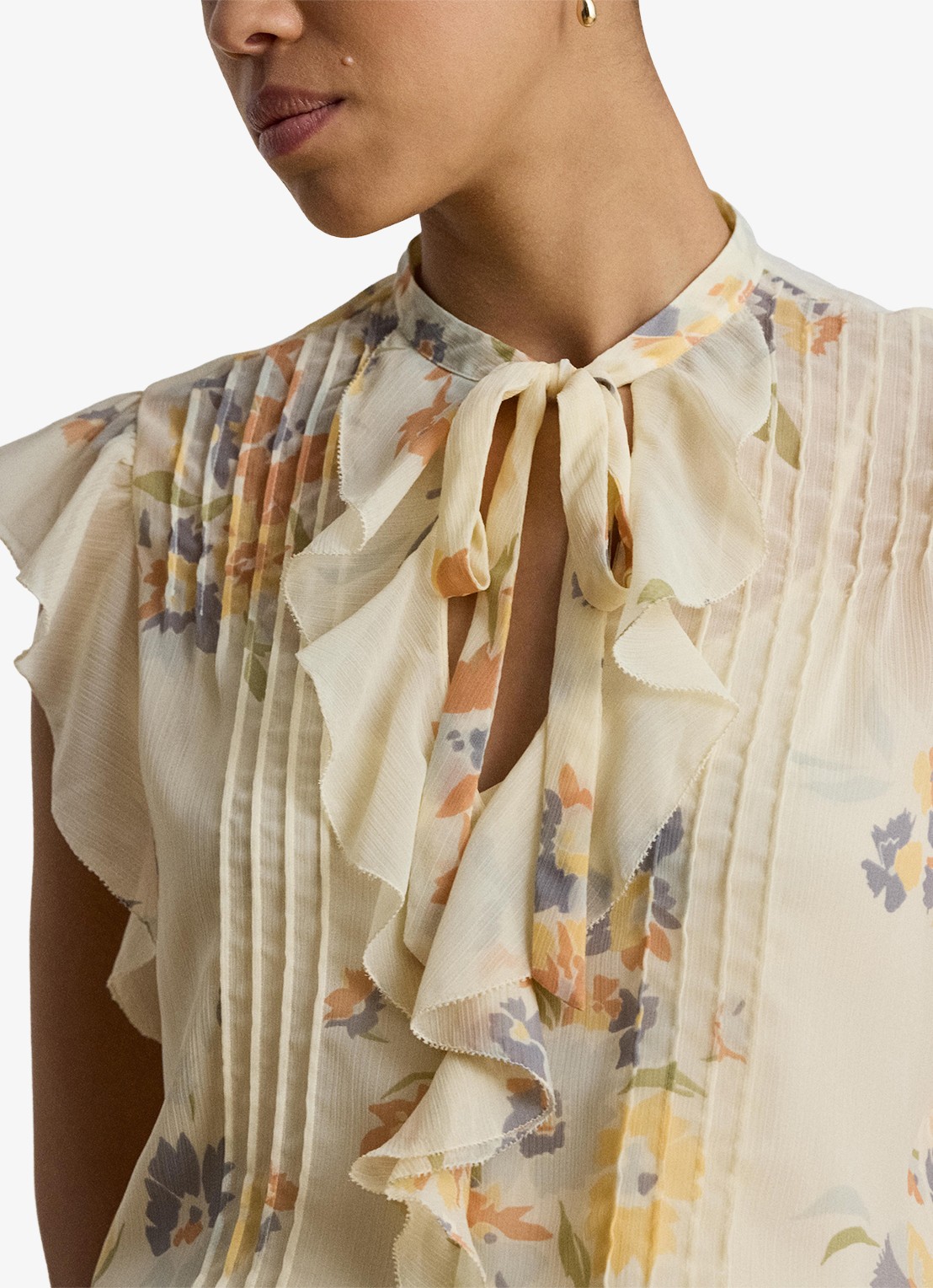 Ralph Lauren Semi-transparante top met bloemen en ruches - detail 2 cream multi 2wmn / creme