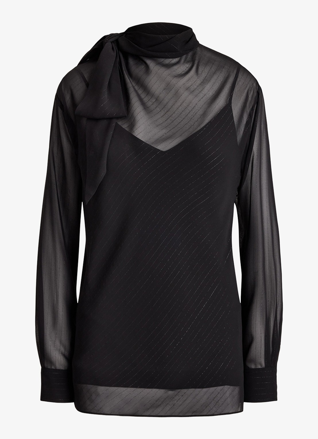Ralph Lauren Semi-transparante tuniek met lurex - voorkant black metallic / zwart