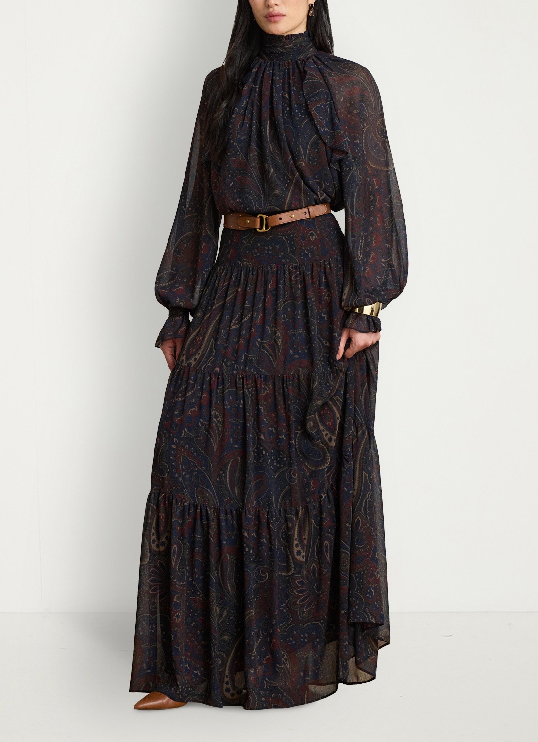 Ralph Lauren Semi-transparante tuniek met paisley dessin - detail navy multi / blauw