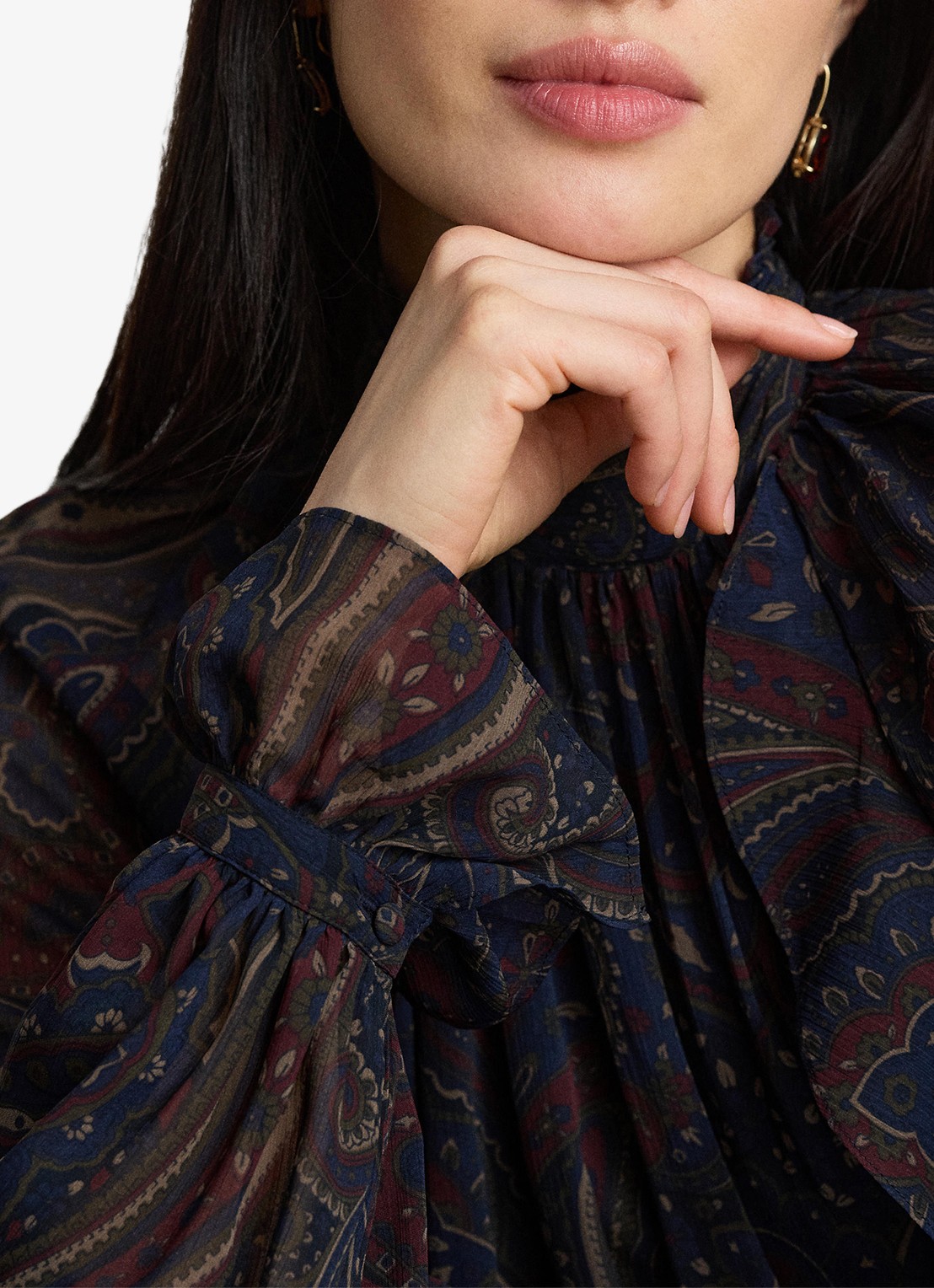Ralph Lauren Semi-transparante tuniek met paisley dessin - detail 2 navy multi / blauw