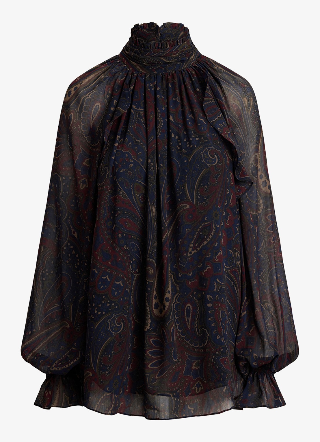 Ralph Lauren Semi-transparante tuniek met paisley dessin - voorkant 3 navy multi / blauw
