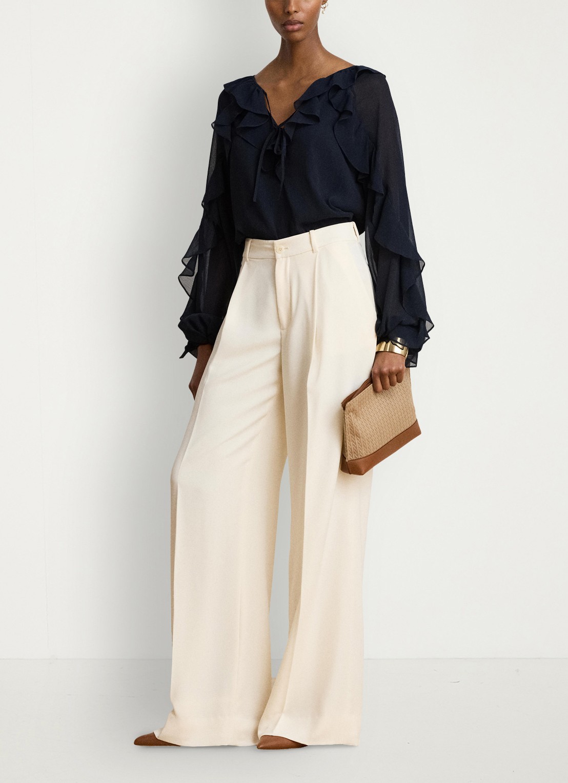 Ralph Lauren Semi-transparante tuniek met ruches - detail 4 lauren navy / blauw