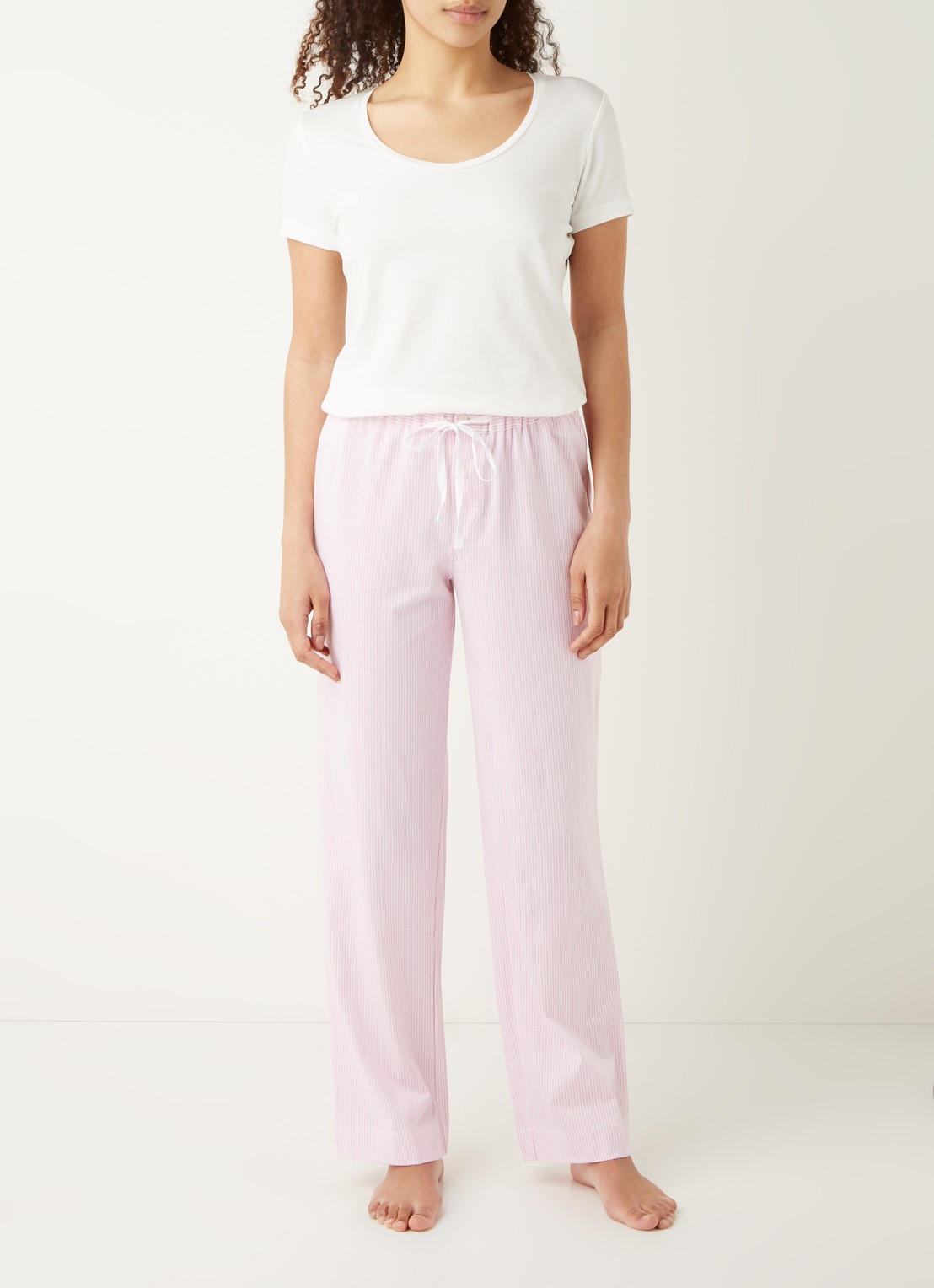 Ralph Lauren Seperate pyjamabroek met streepprint - voorkant 3 lichtroze