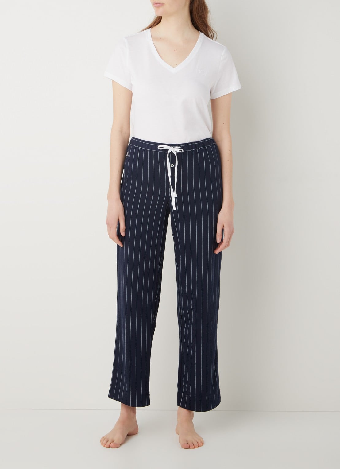 Ralph Lauren Seperate pyjamabroek met streepprint - voorkant 3 donkerblauw