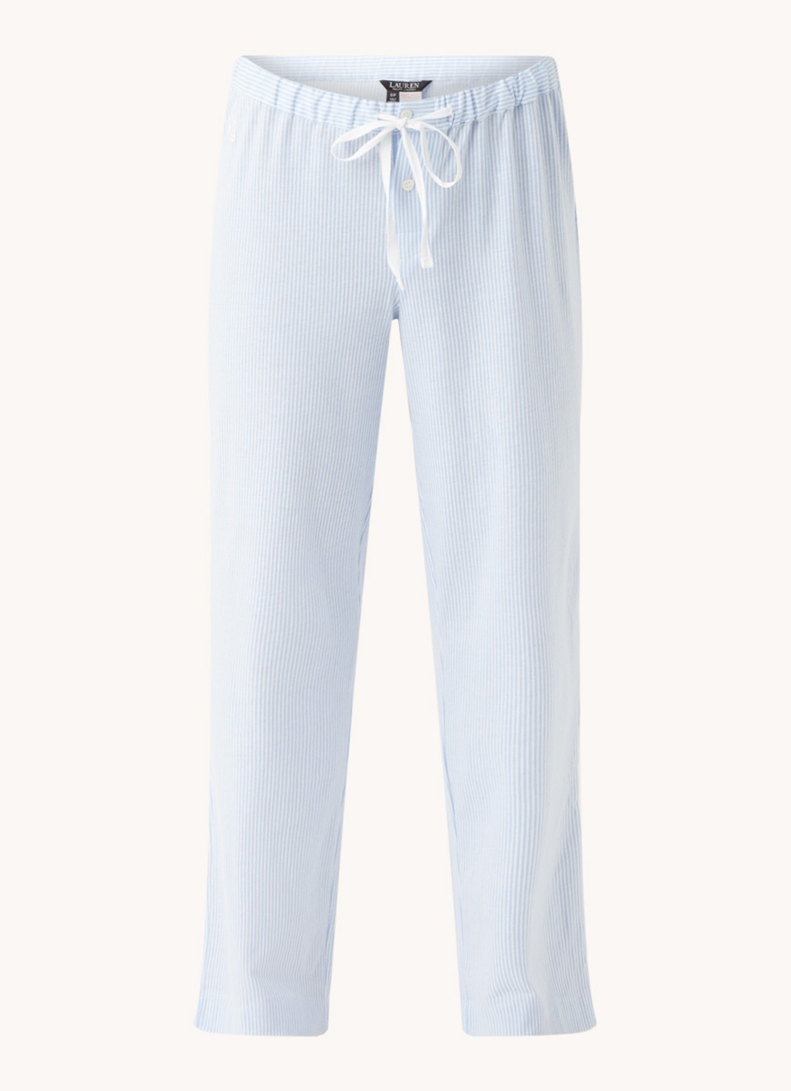 Ralph Lauren Seperate pyjamabroek met streepprint - voorkant lichtblauw