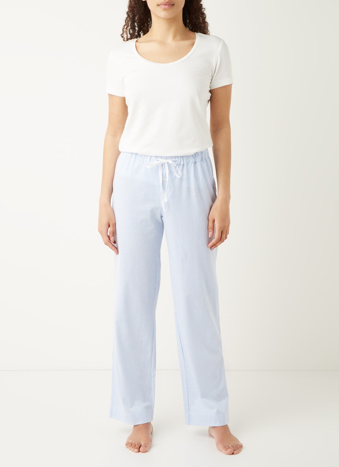 Ralph Lauren Seperate pyjamabroek met streepprint - voorkant 2 lichtblauw