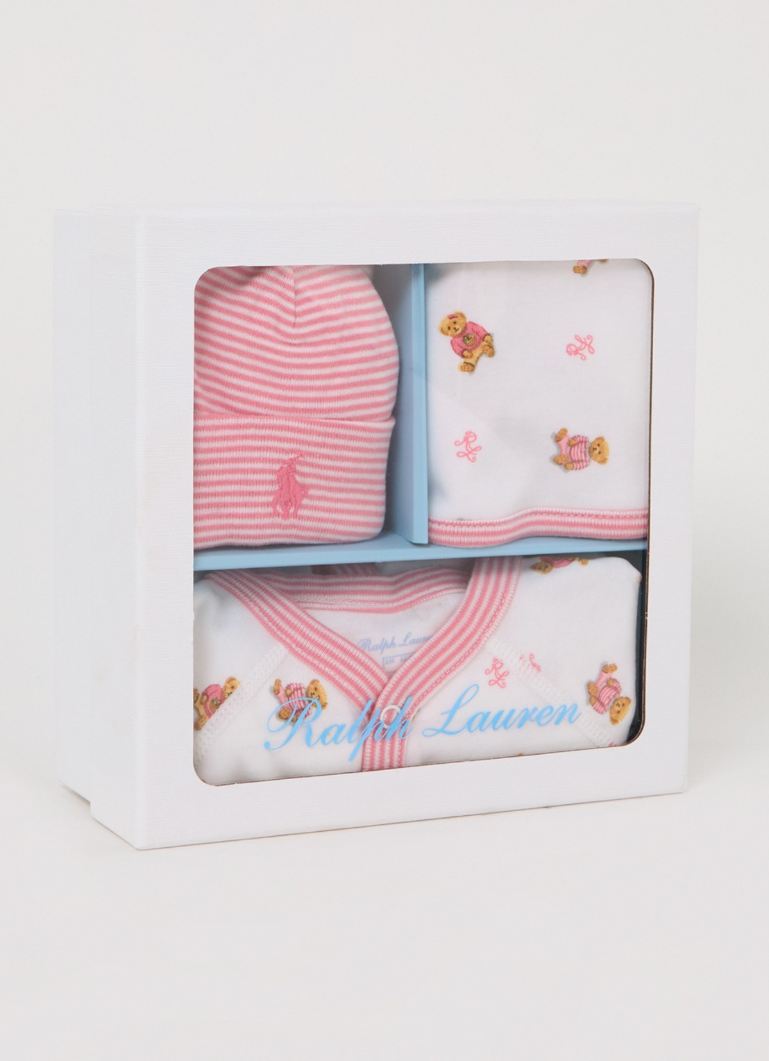 Ralph Lauren Set van babypak met muts en slab in giftbox 3-delig - detail 3 roze