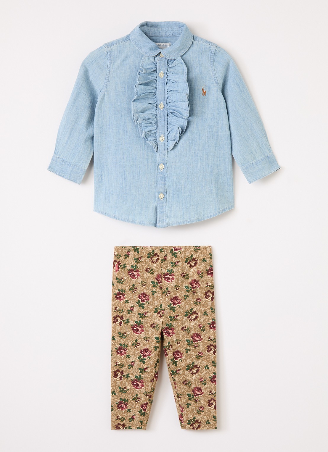 Ralph Lauren Set van overhemd met broek 2-delig - voorkant beige