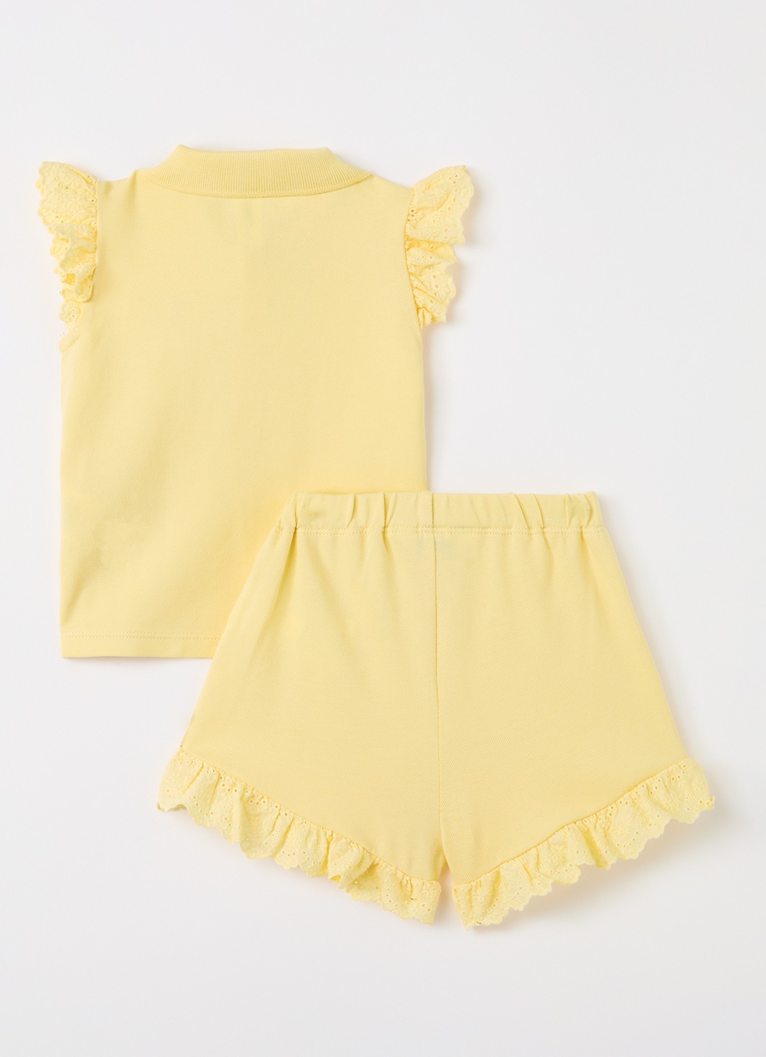 Ralph Lauren Set van polo met korte broek 2-delig - voorkant 2 lichtgeel