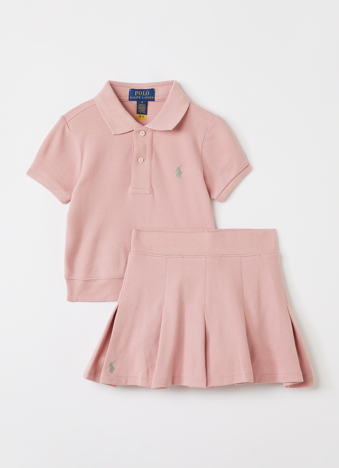 Ralph Lauren Set van polo met rok - voorkant zalmroze