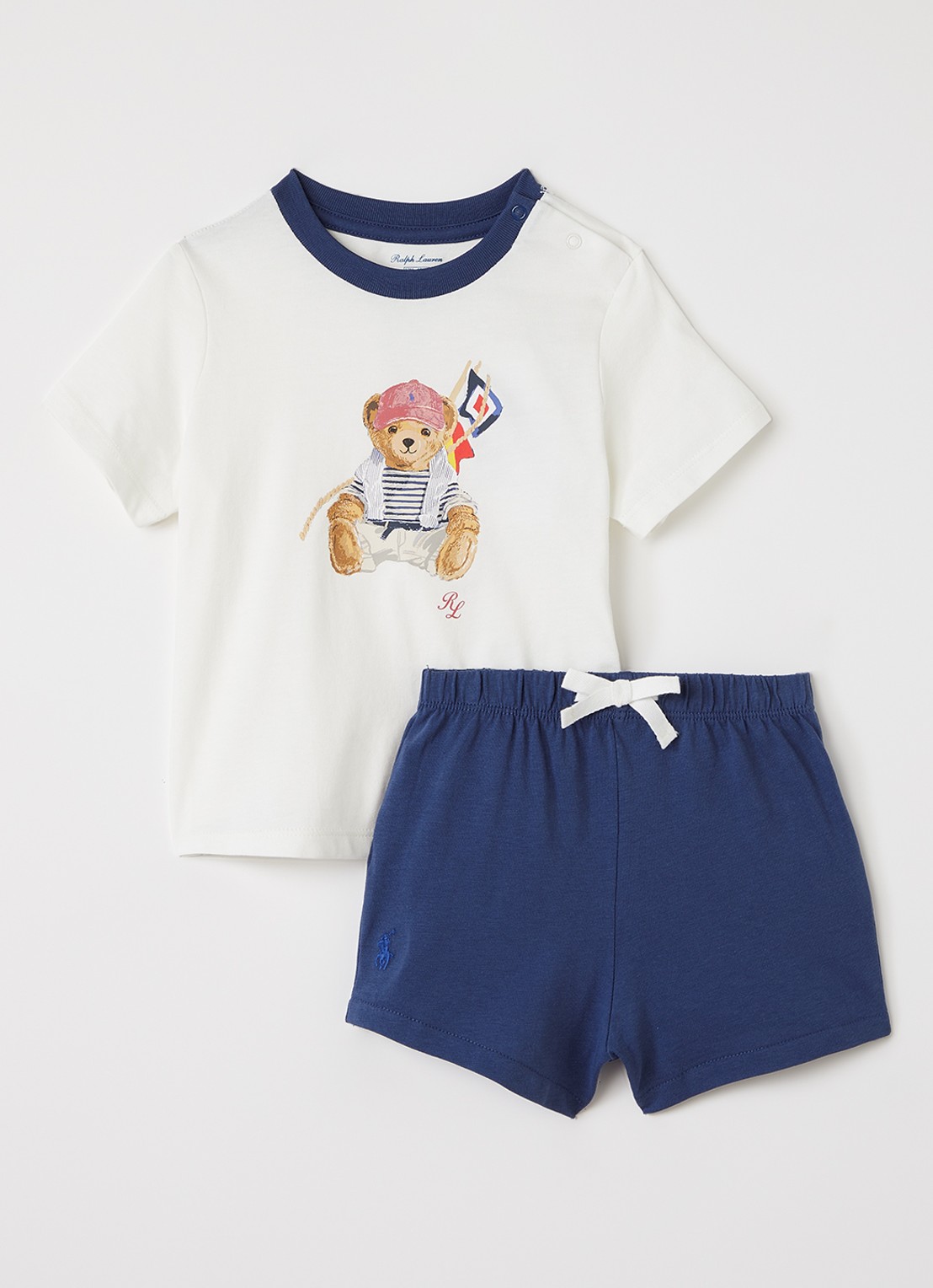 Ralph Lauren Set van T-shirt korte broek 2-delig - voorkant indigo