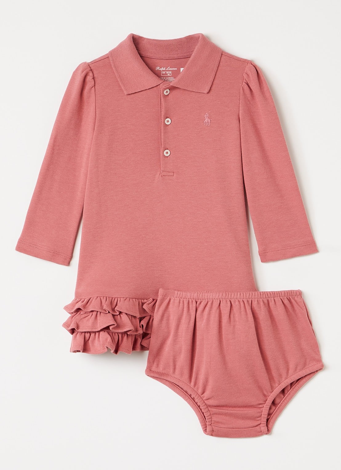Ralph Lauren Set van tuniekjurk met bloomer - voorkant roze