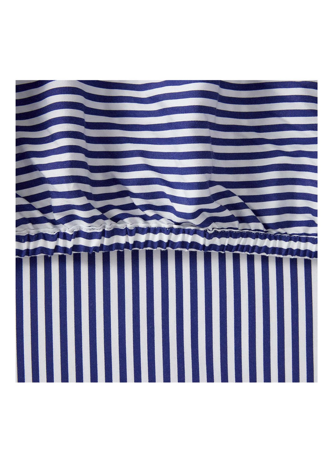 Ralph Lauren Shirting hoeslaken van  katoen 400TC - detail donkerblauw