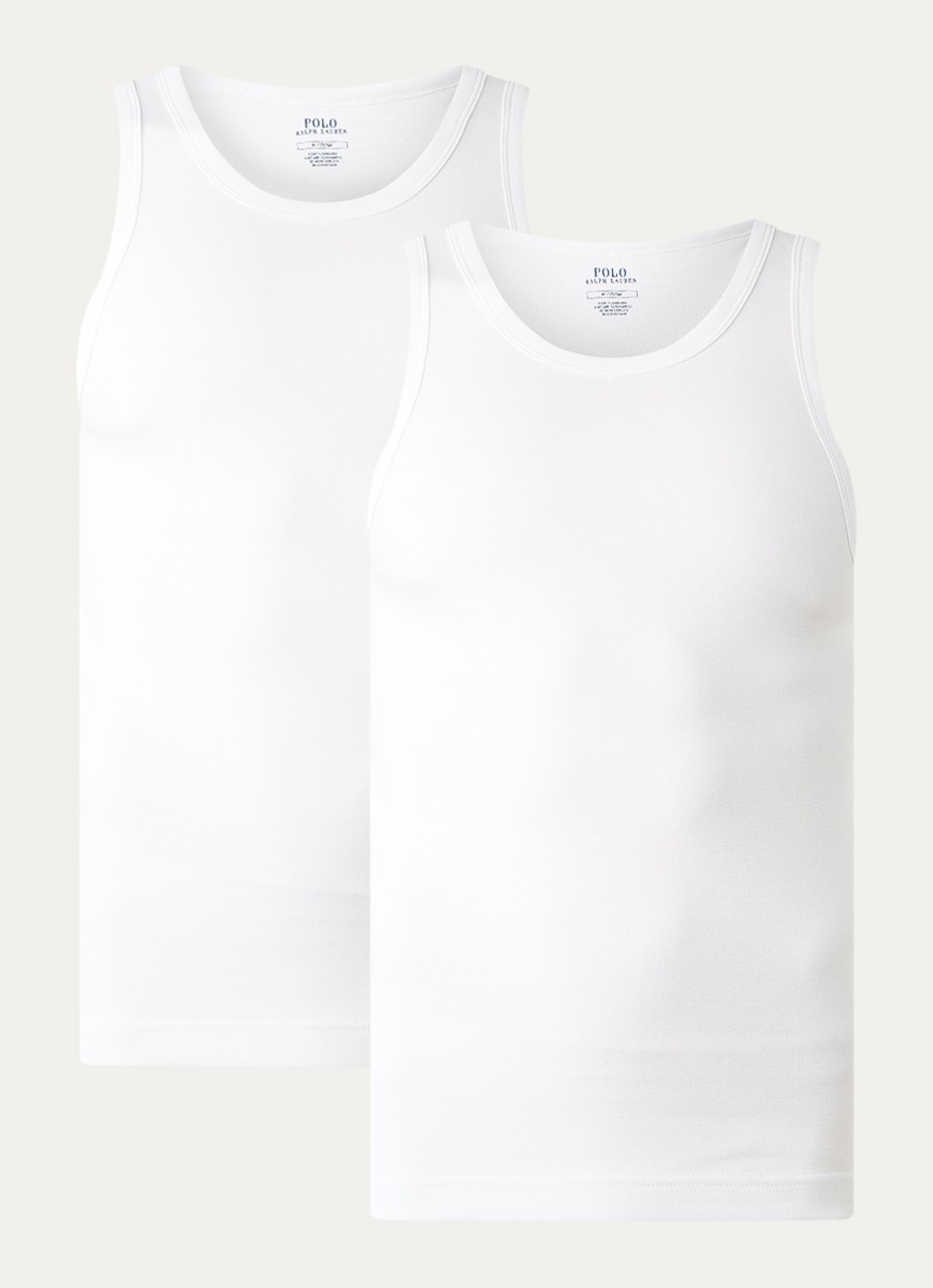 Ralph Lauren Singlet van katoen met logo in 2-pack - voorkant 3 wit