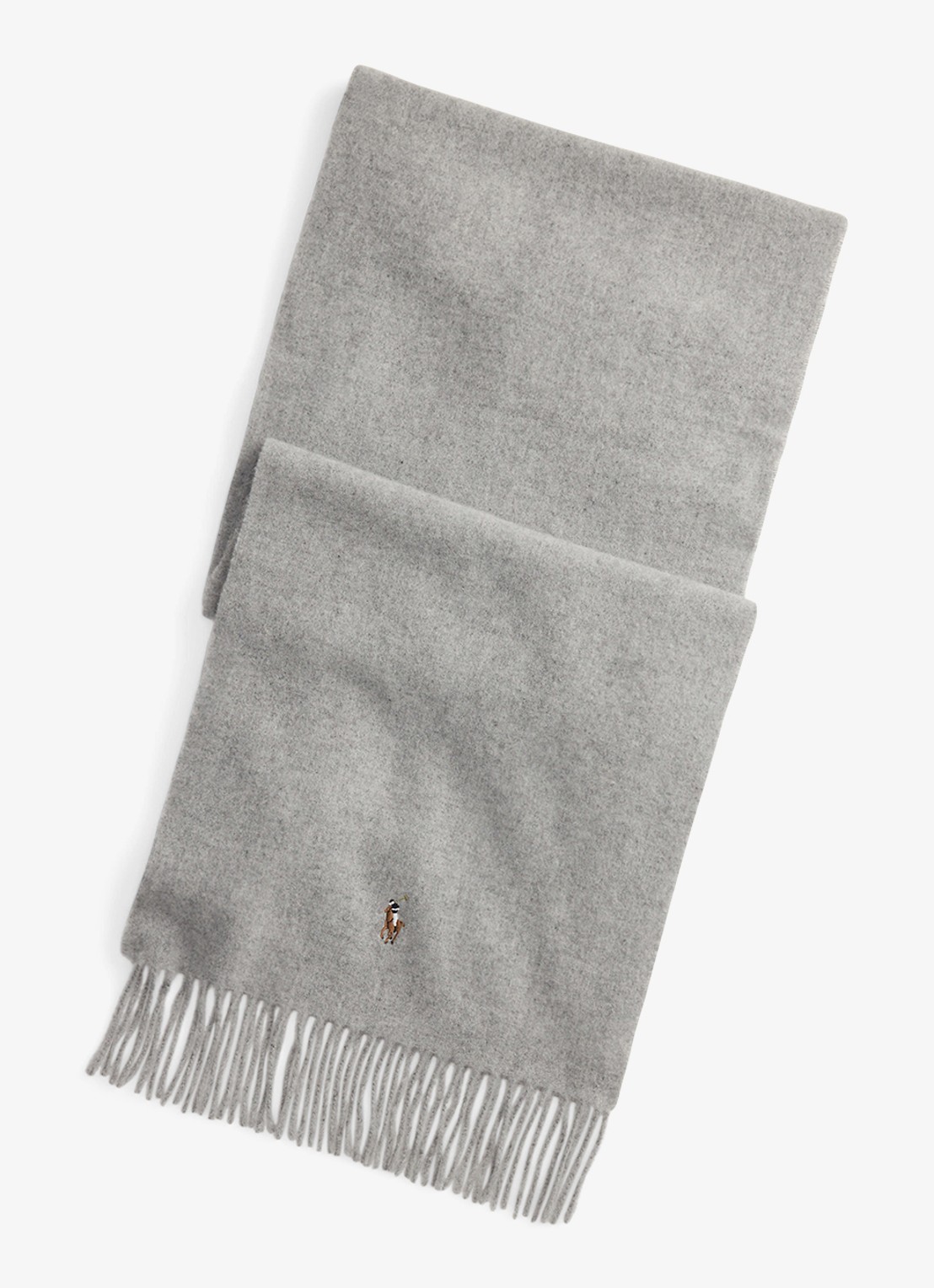 Ralph Lauren Sjaal van scheerwol met franjes - voorkant andover / grijs