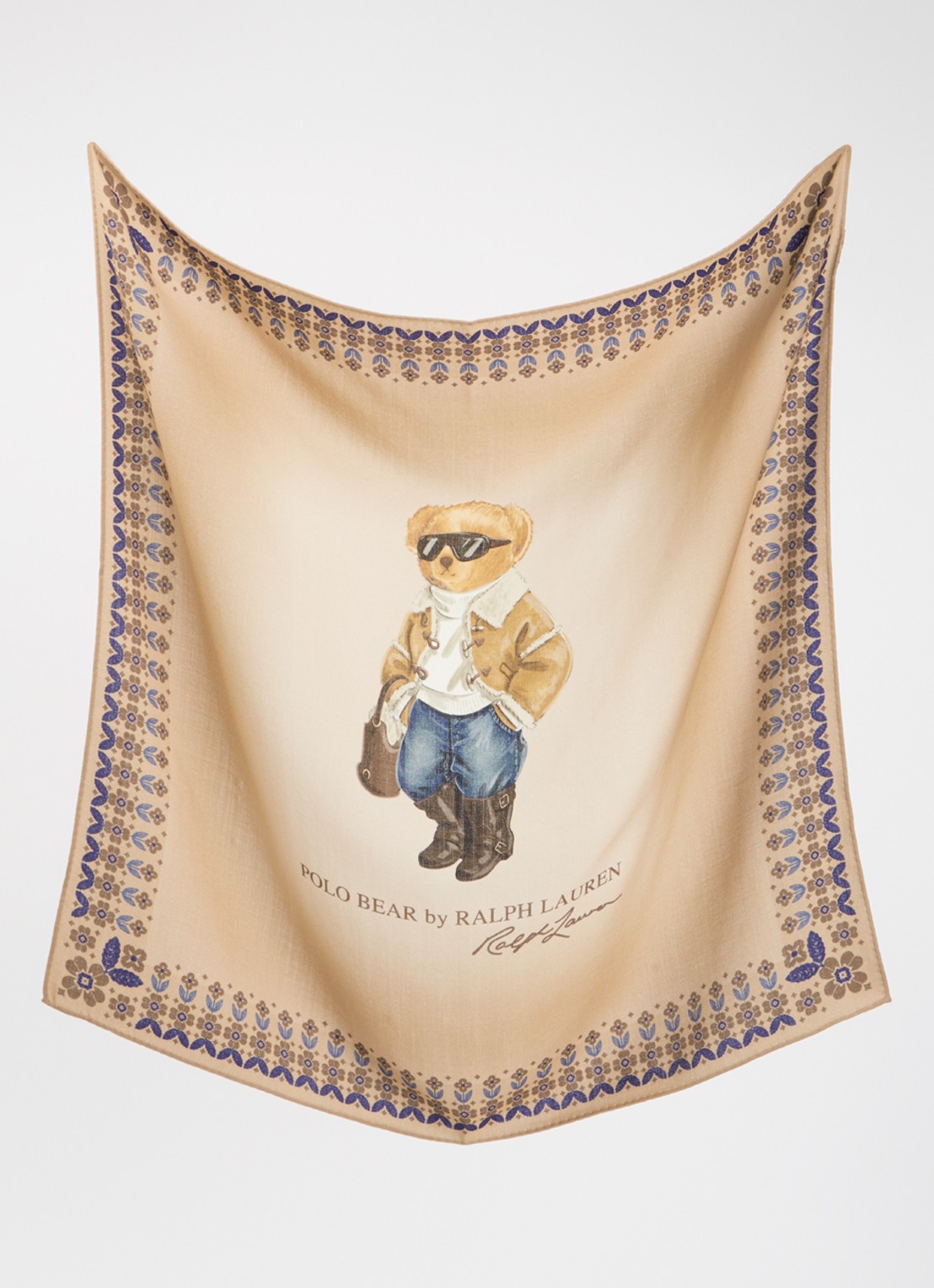 Ralph Lauren Sjaal van wol met bloemenprint - detail bruin