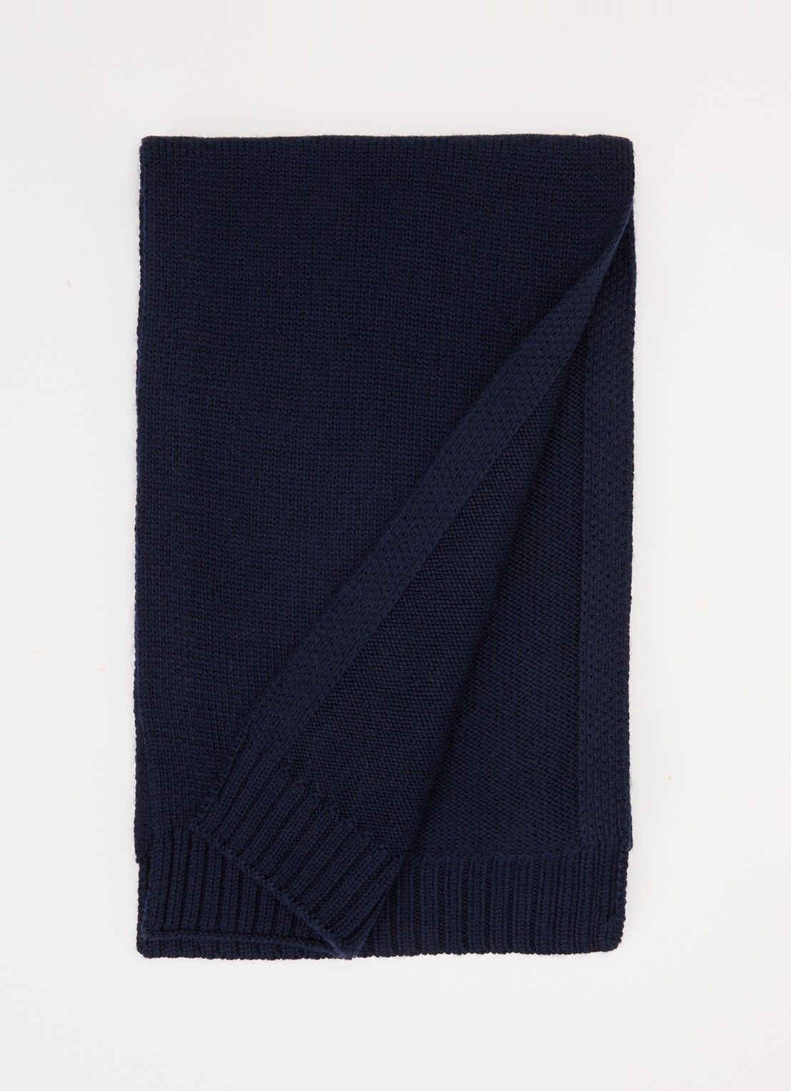 Ralph Lauren Sjaal van wol met logo  - voorkant 3 donkerblauw