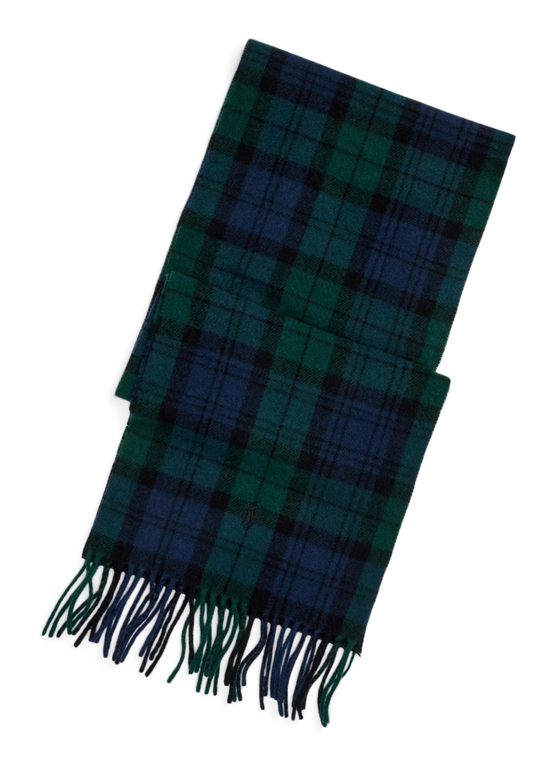 Ralph Lauren Sjaal van wol met ruitdessin 175 x 30 cm - voorkant blackwatch / zwart