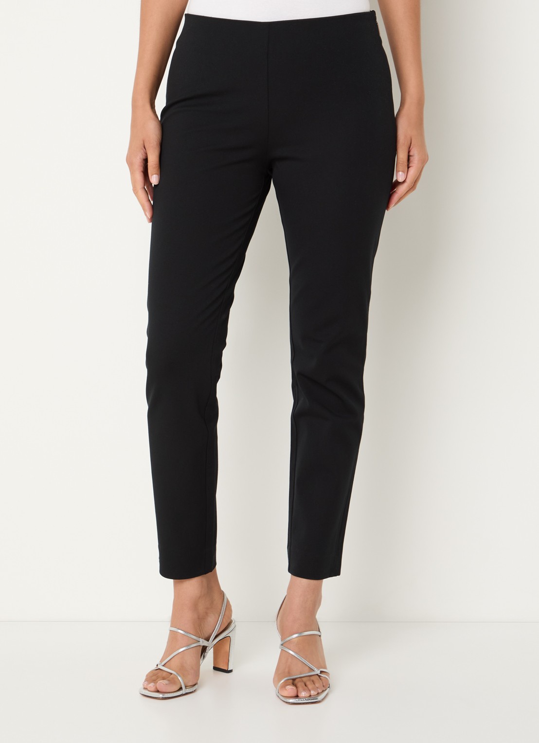 Ralph Lauren Skinny fit broek in katoenblend met stretch  - detail 4 black / zwart