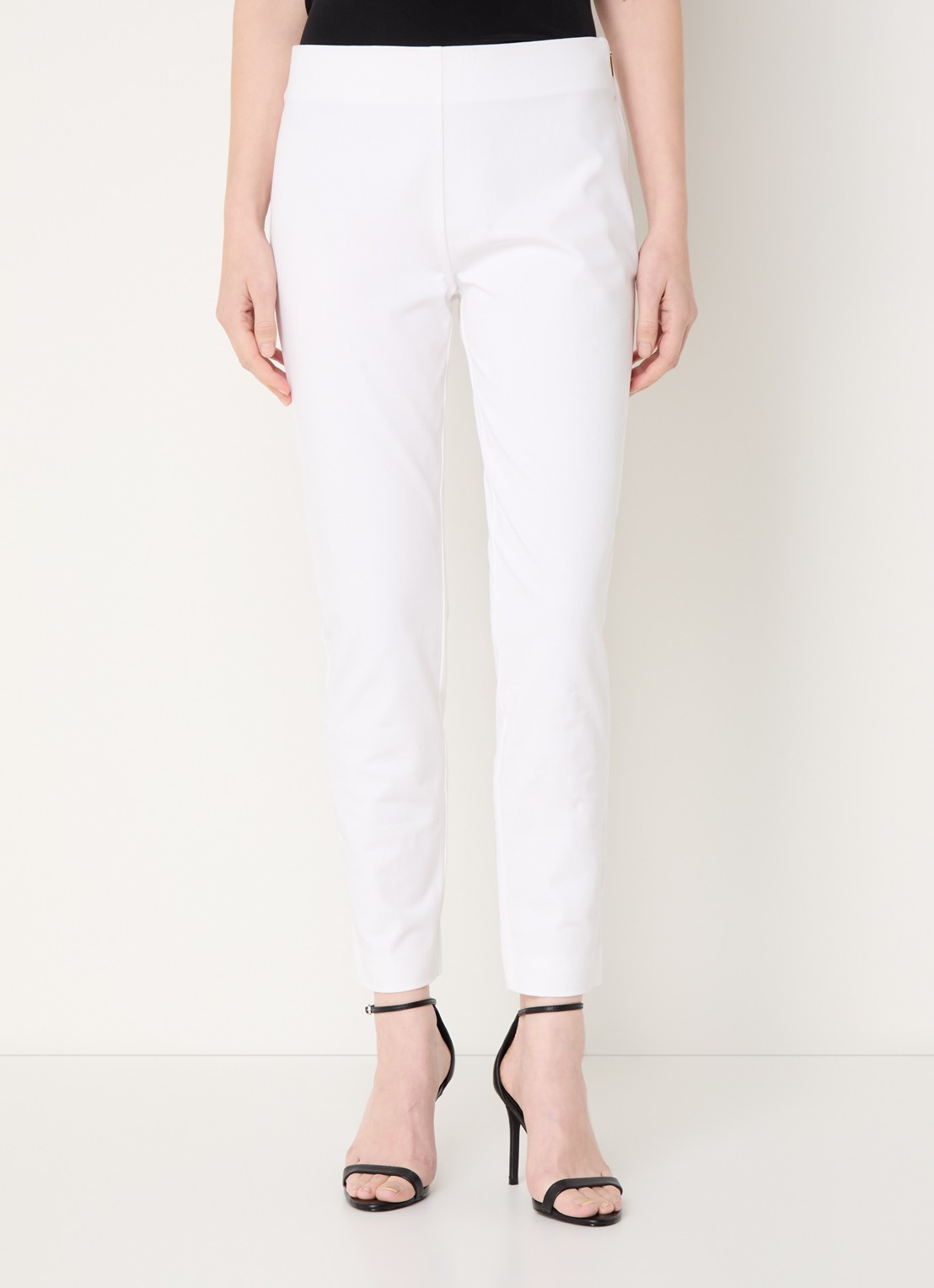 Ralph Lauren Skinny fit broek in katoenblend met stretch  - detail 4 white / wit
