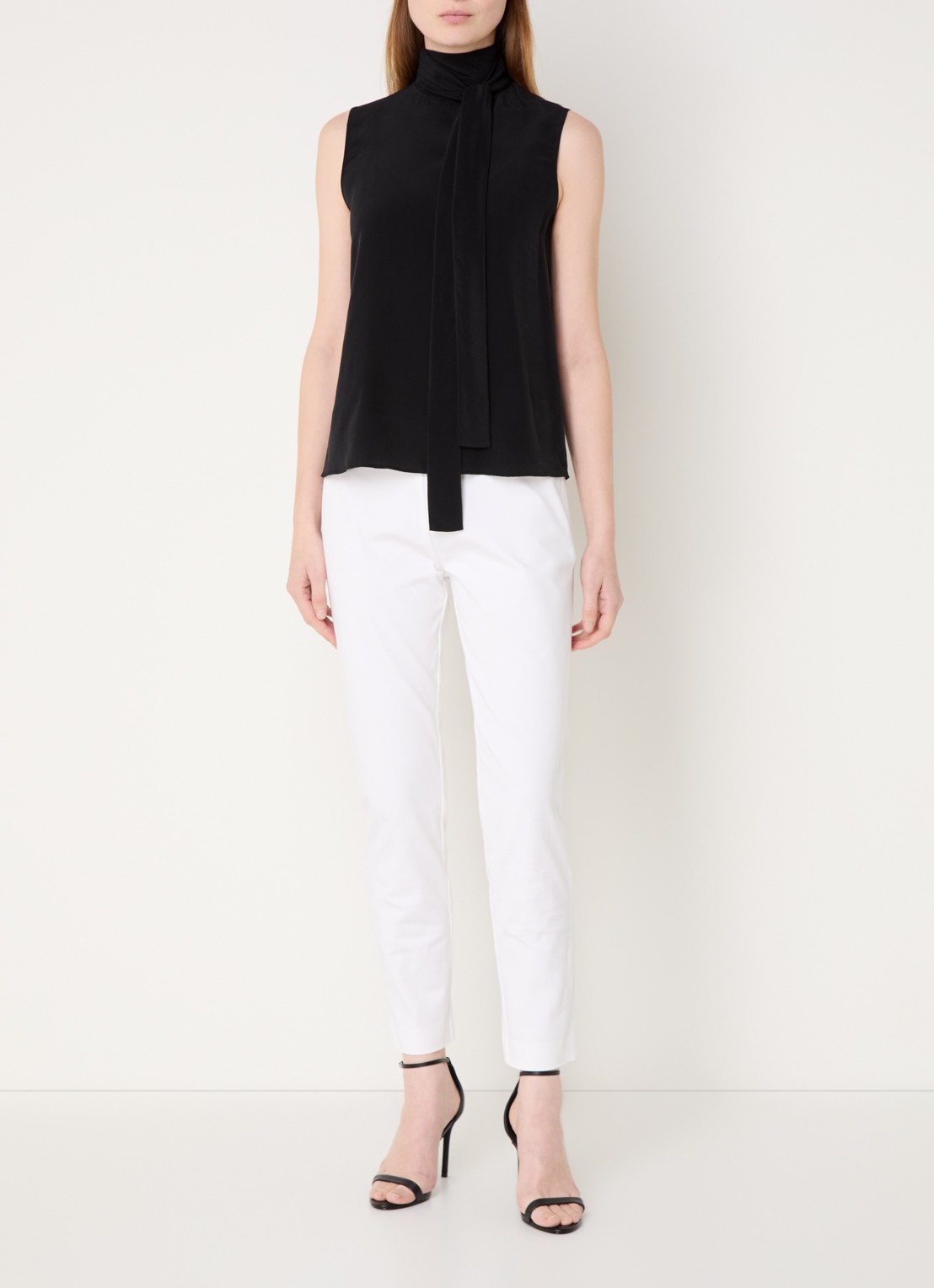 Ralph Lauren Skinny fit broek in katoenblend met stretch  - voorkant 3 white / wit
