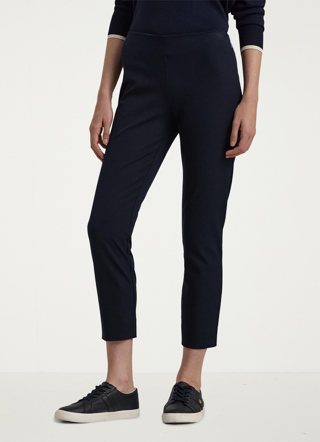 Ralph Lauren Skinny fit broek in katoenblend met stretch  - detail donkerblauw