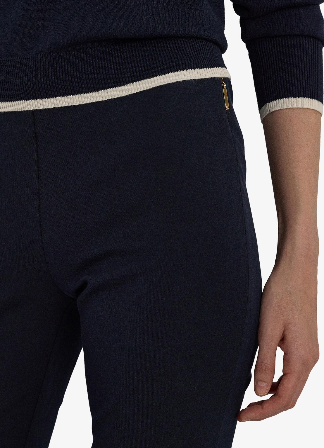 Ralph Lauren Skinny fit broek in katoenblend met stretch  - detail 2 donkerblauw