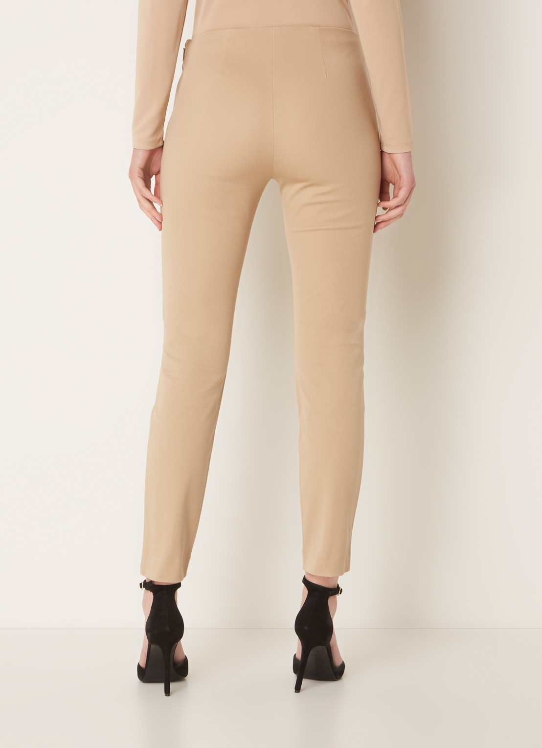 Ralph Lauren Skinny fit broek in katoenblend met stretch  - achterkant 8 birch tan / beige