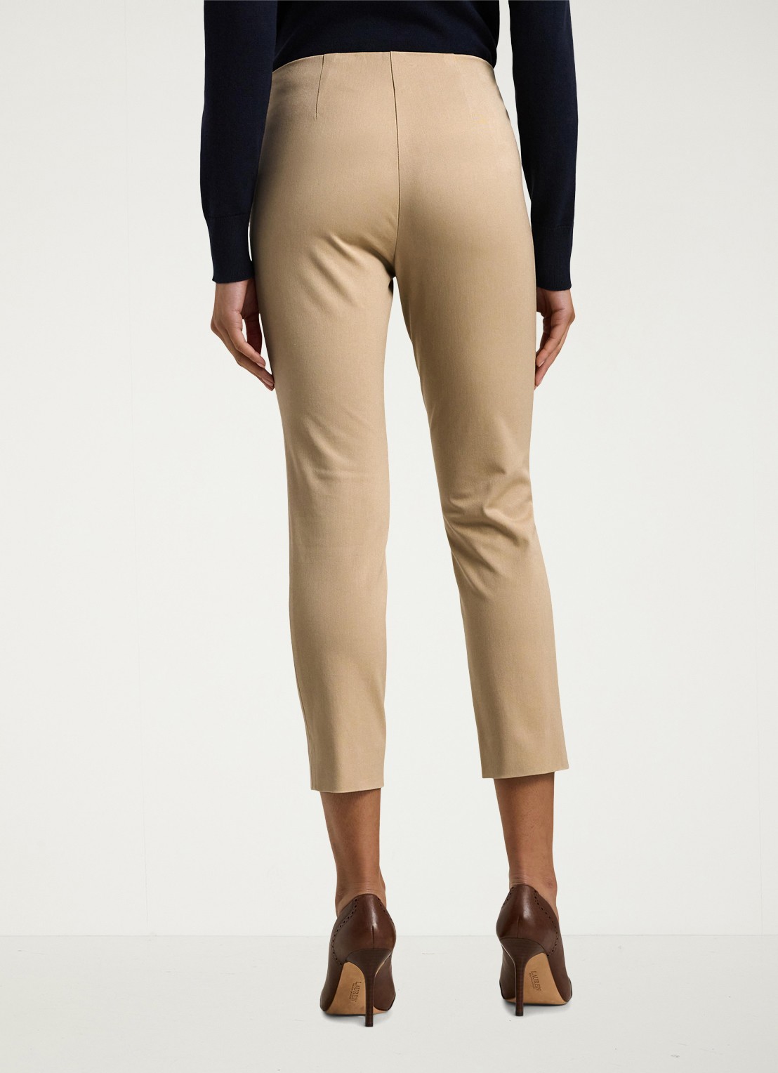 Ralph Lauren Skinny fit broek in katoenblend met stretch  - achterkant 9 birch tan / beige