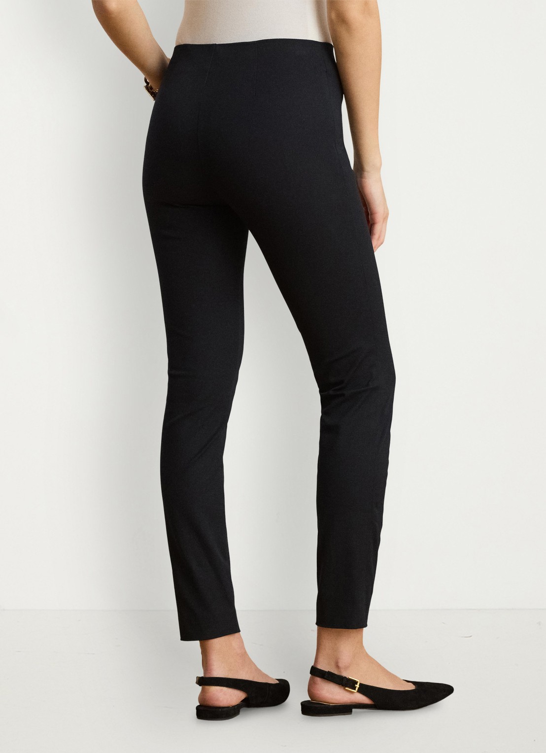 Ralph Lauren Skinny fit broek in katoenblend met stretch  - achterkant black wash / zwart