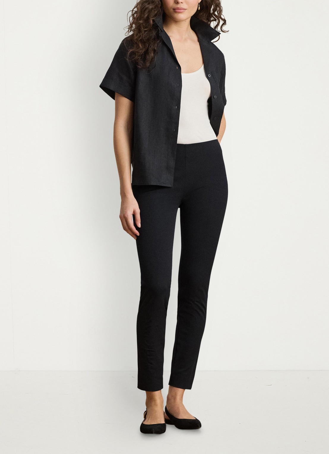 Ralph Lauren Skinny fit broek in katoenblend met stretch  - voorkant 4 black wash / zwart