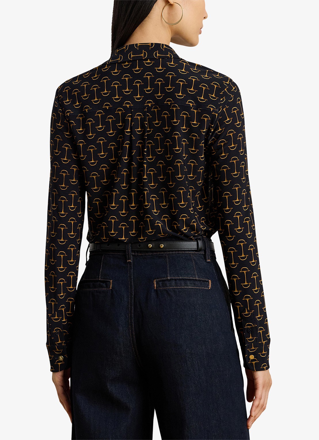 Ralph Lauren Slim fit blouse met grafische print  - achterkant 3 navy multi / donkerblauw