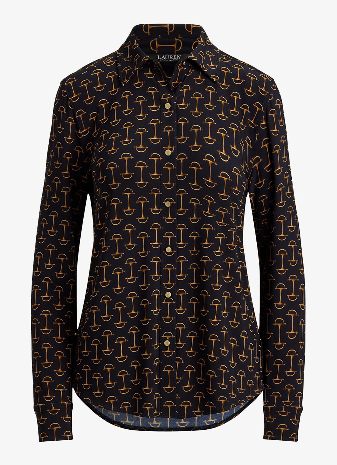 Ralph Lauren Slim fit blouse met grafische print  - voorkant navy multi / donkerblauw