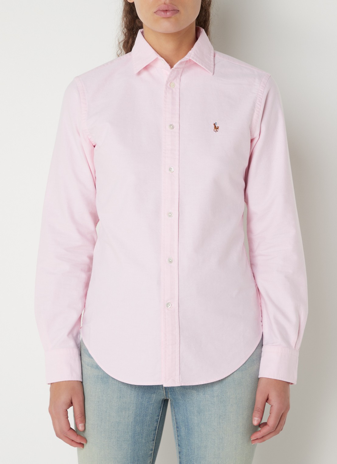Ralph Lauren Slim fit blouse van katoen - detail 4 lichtroze