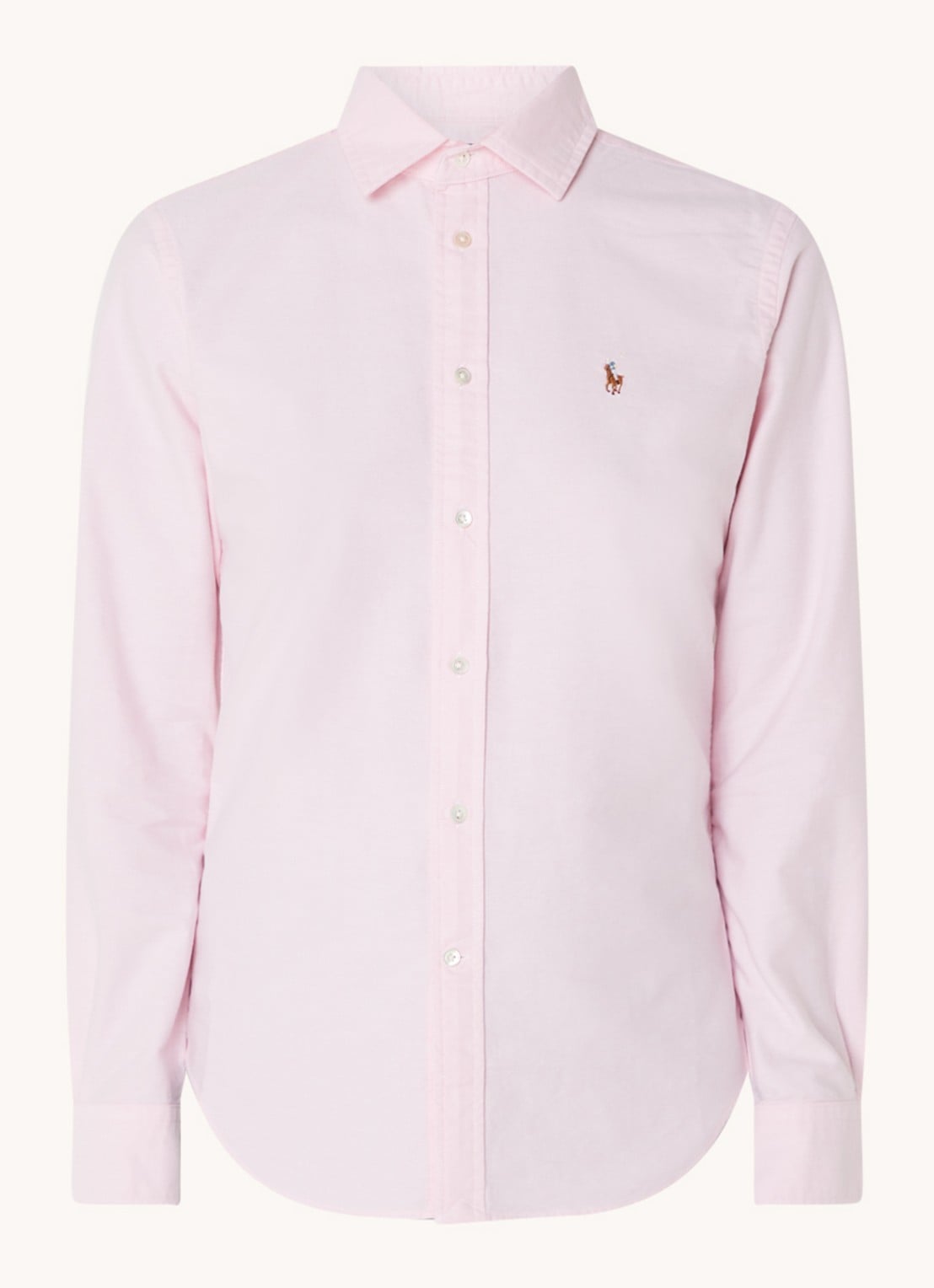 Ralph Lauren Slim fit blouse van katoen - voorkant 2 lichtroze