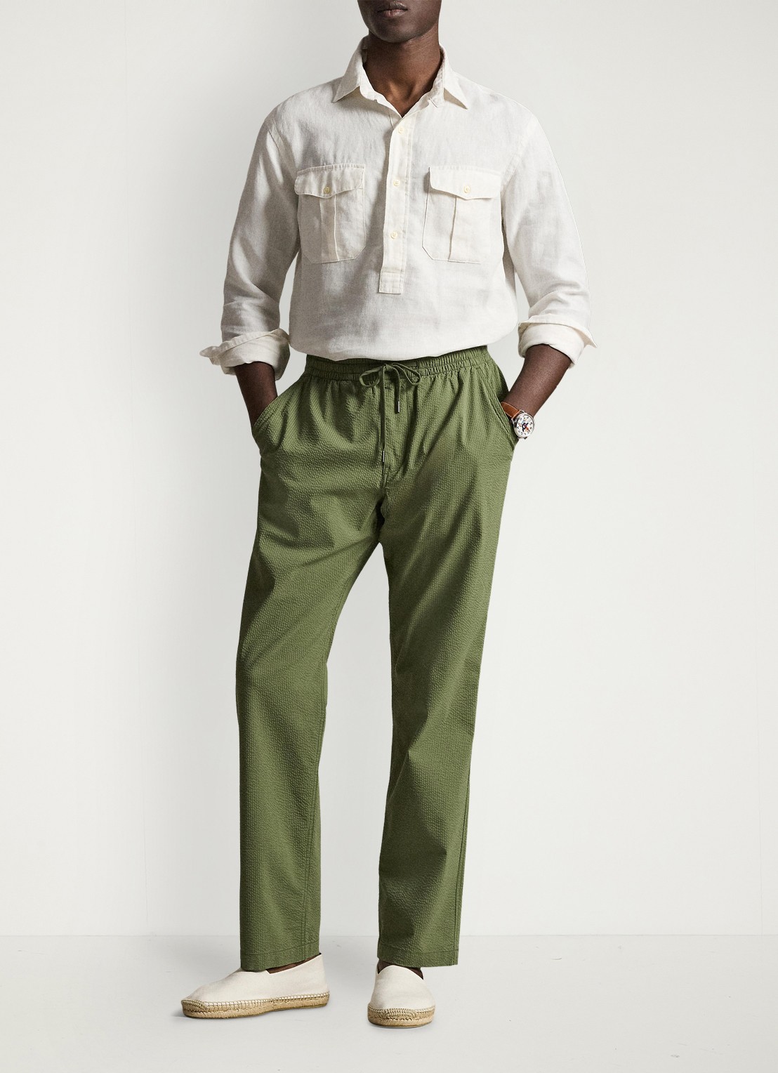 Ralph Lauren Slim fit broek met steekzakken - voorkant 7 supply olive / olijfgroen
