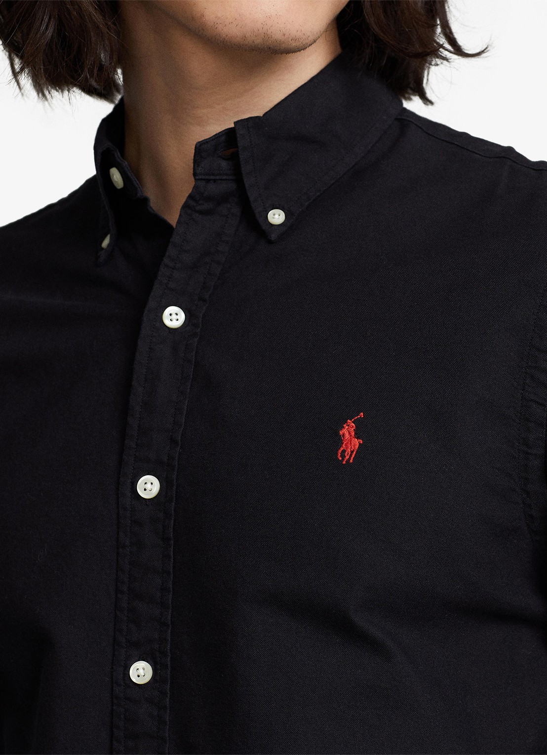 Ralph Lauren Slim fit button-down overhemd van katoen - detail 2 polo black / zwart