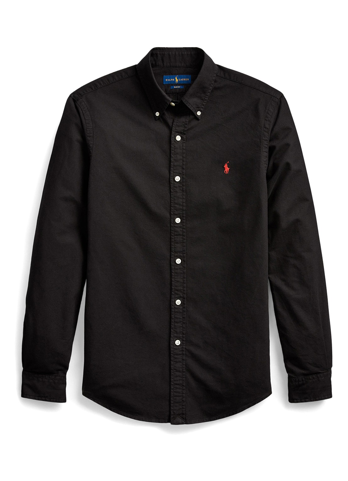 Ralph Lauren Slim fit button-down overhemd van katoen - voorkant 3 polo black / zwart