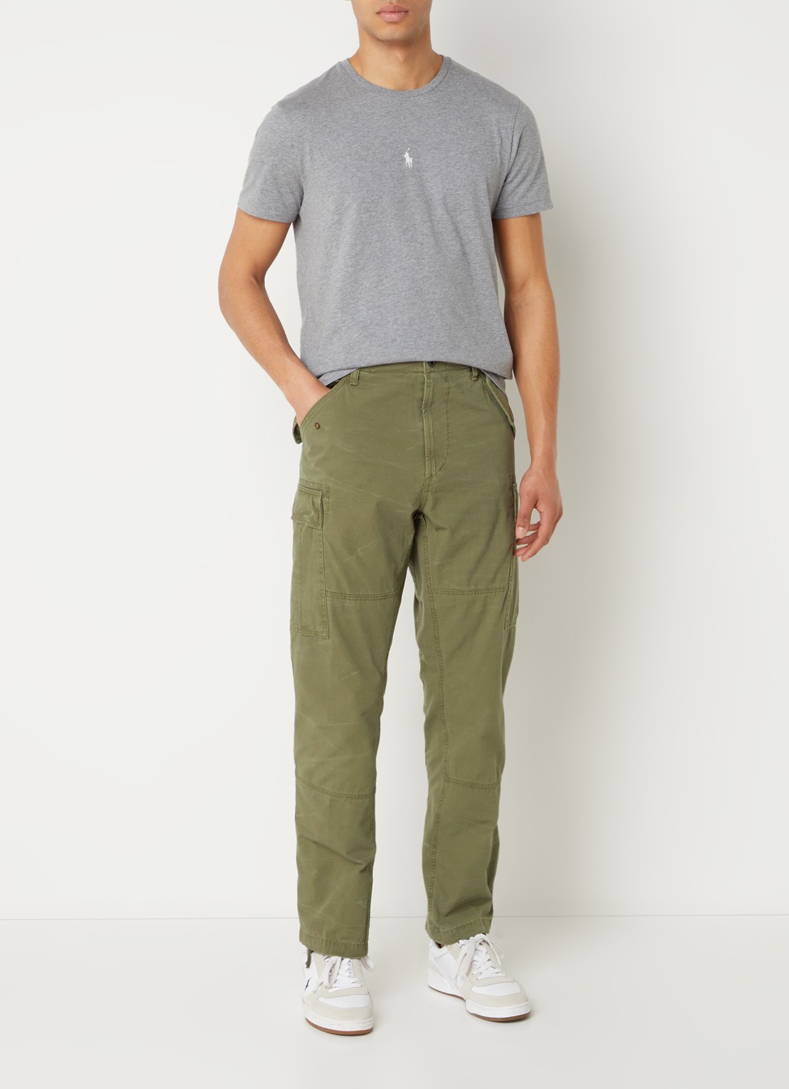 Ralph Lauren Slim fit cargobroek met klepzakken - voorkant 5 outdoors olive / groen
