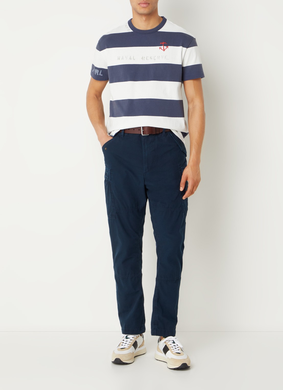 Ralph Lauren Slim fit cargobroek met klepzakken - voorkant 2 aviator navy / donkerblauw
